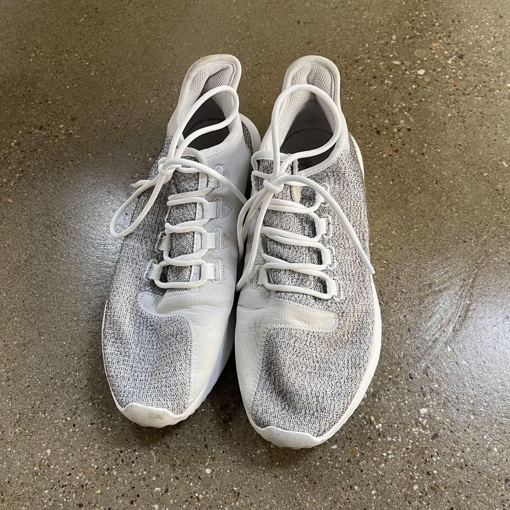 Adidas Shoes‎ Mens Size 9 White Gray Knit Low Top Running Sneakers Athletic